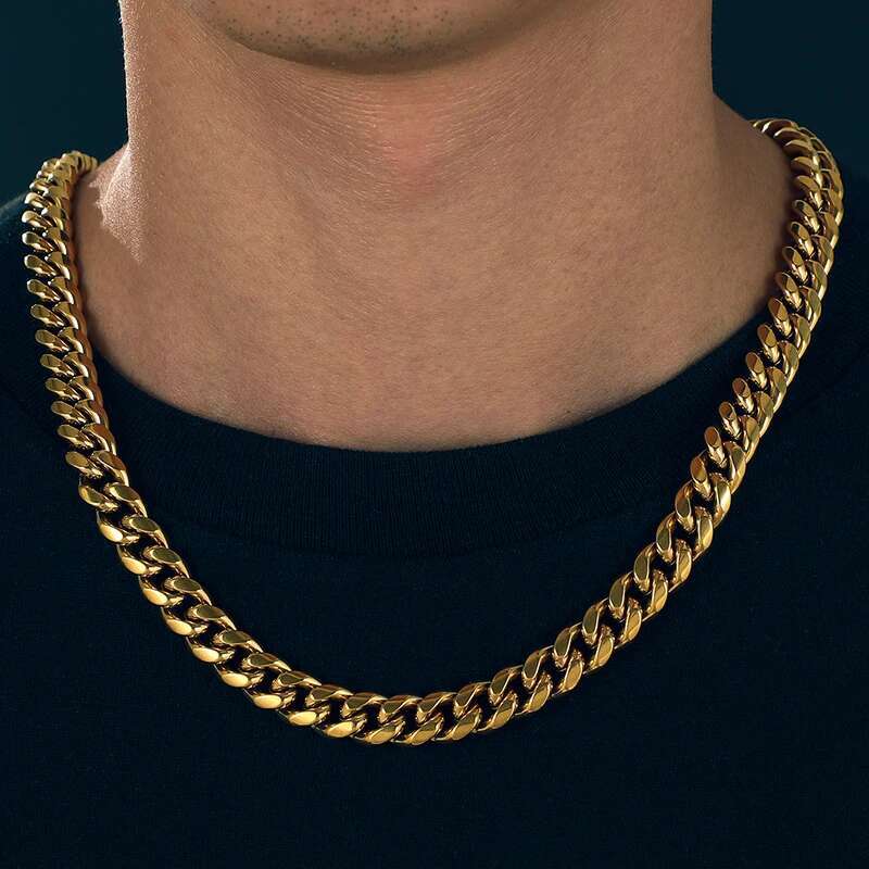 6/8/10mm Classic Cuban Chain Stainless Steel Necklace For Men Around The Neck Gold Color Chains Women Fashion