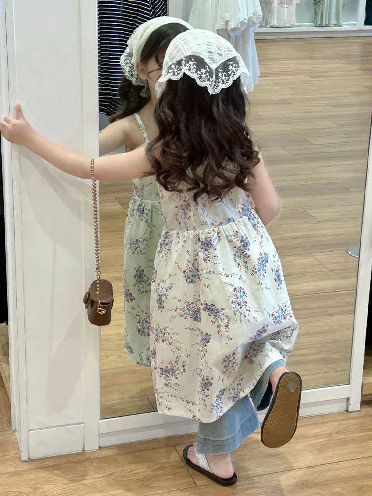 Baby girl summer dress new vacation sled beach Camisol dress childrens flower single chest seam fashionable childrens clothing W250326