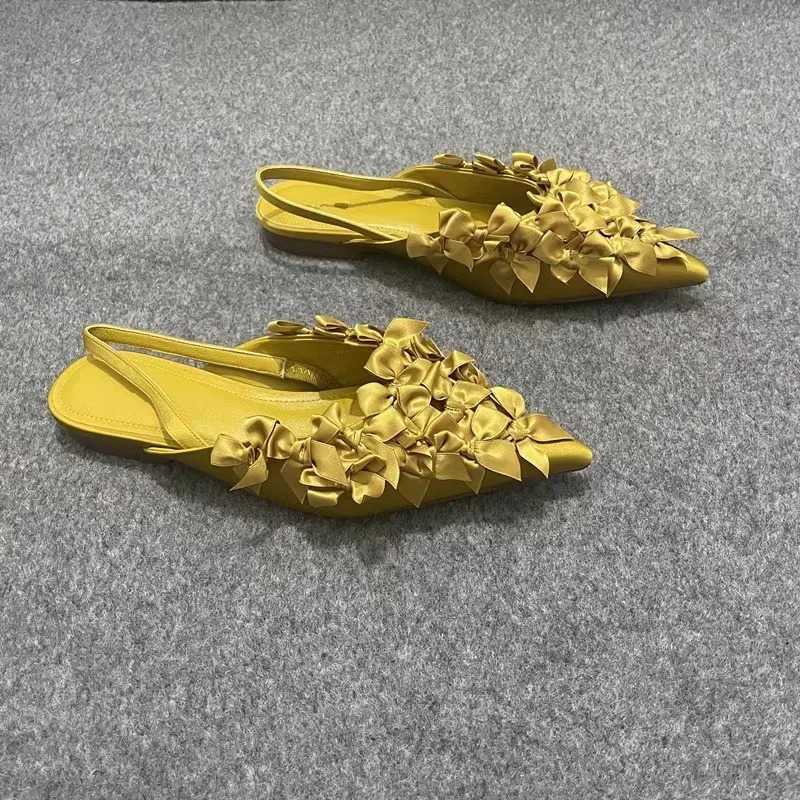 Wens Shoes 2024 High Quali Autumn Outdoor Wens Sandals Pointed Toe Solid -knot Low-heeled Daily Sandals Wen Z250326