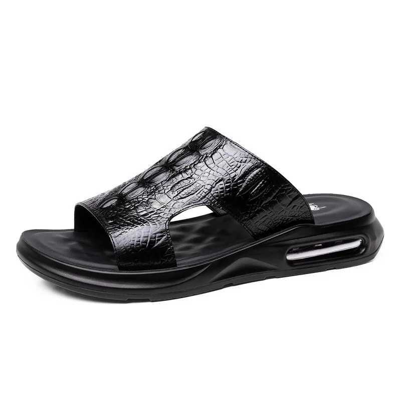 Summer new mens leather sandals odile printed casual slippers Air Cushi flip sandalsXJ250326