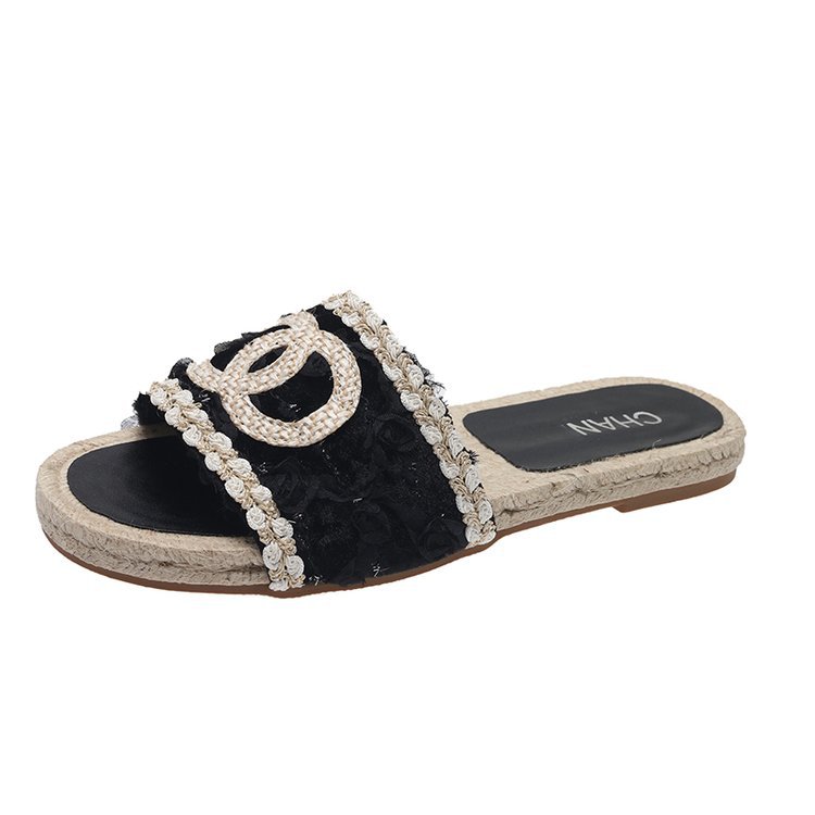 Free shipping designer women slippers beige black antislip breathable comfortable indoor casual sandals new