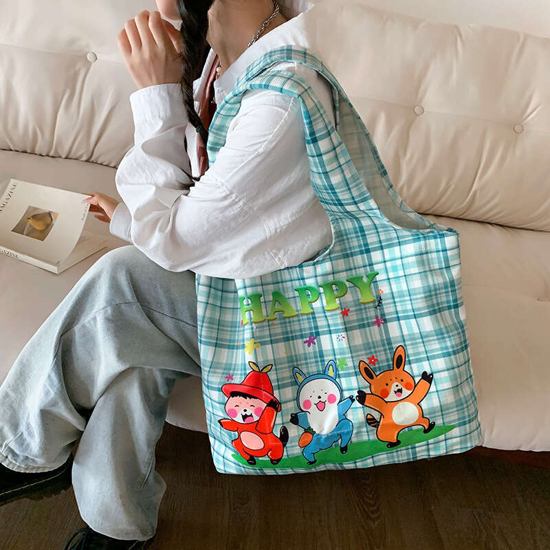 Bag, women's back, pericardium 2025 new canvas floral spring tote bag, student versatile crossbody shoulder bag