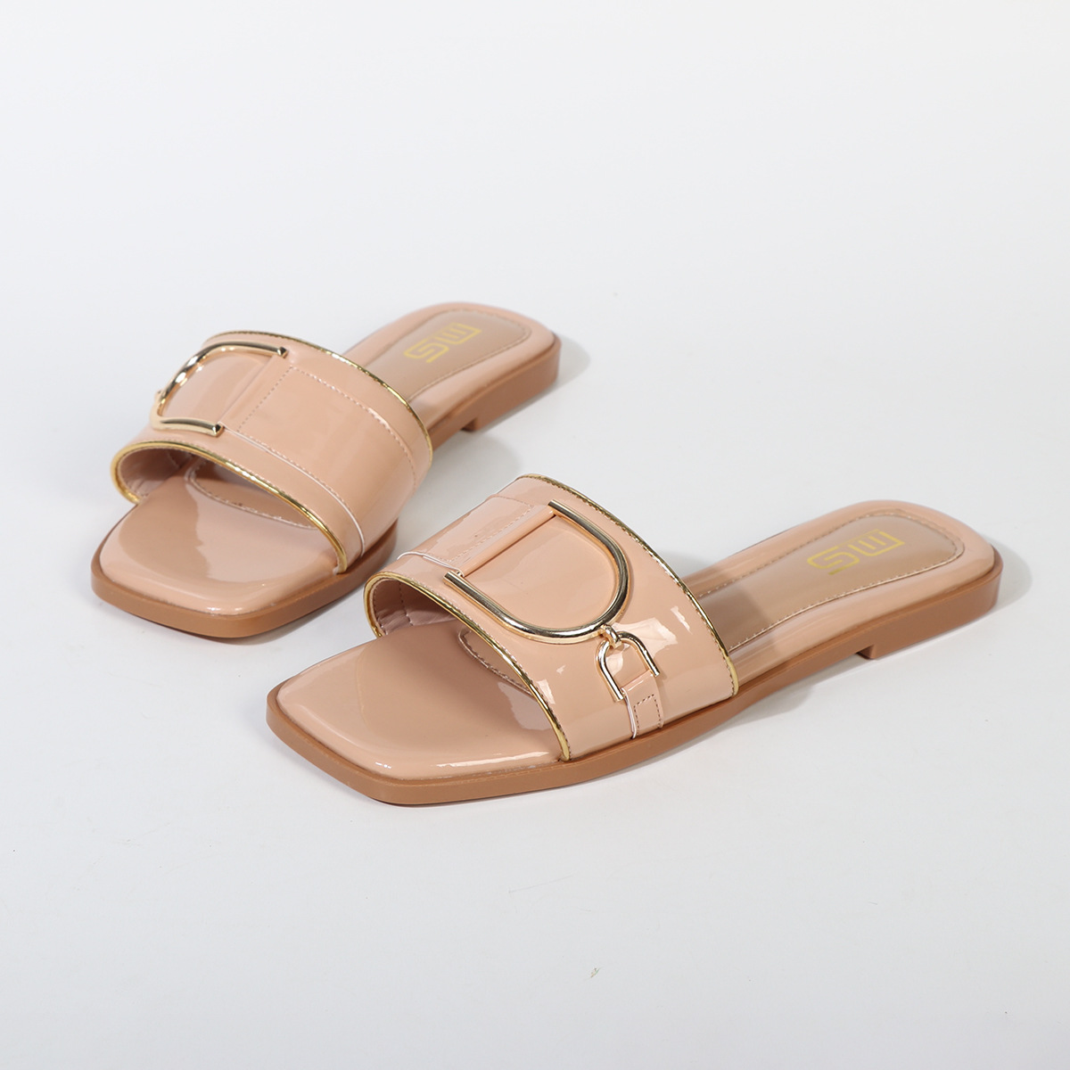 free Shipping 2025 summer new design Slippers for women flat sandals fashion summer casual square Toe slipper outdoor Indoor shoes women plus size 42
