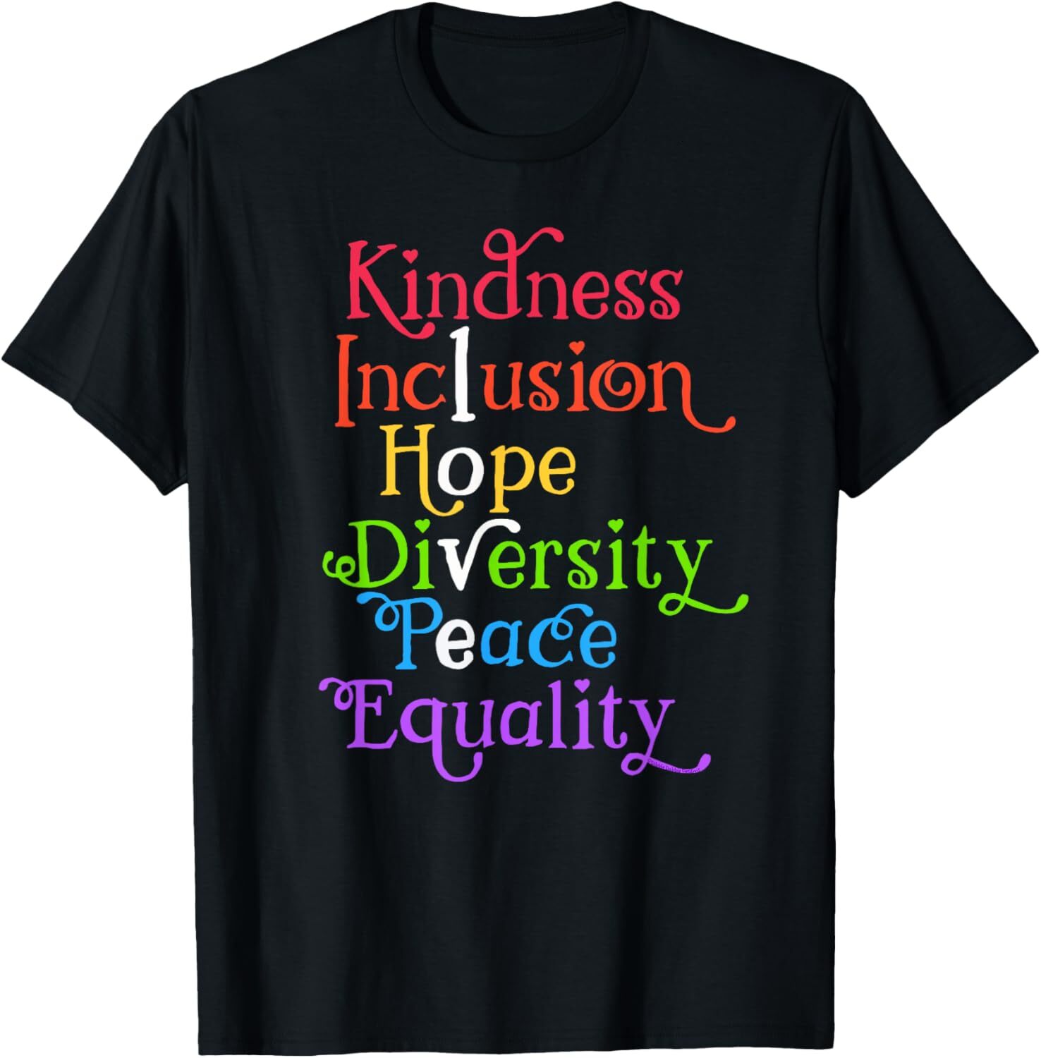 T shirt for Mens Kindness Love Inclusion Equality Diversity Human Rights Graphic Tee Casual Tops Clothes Short sleeve cool