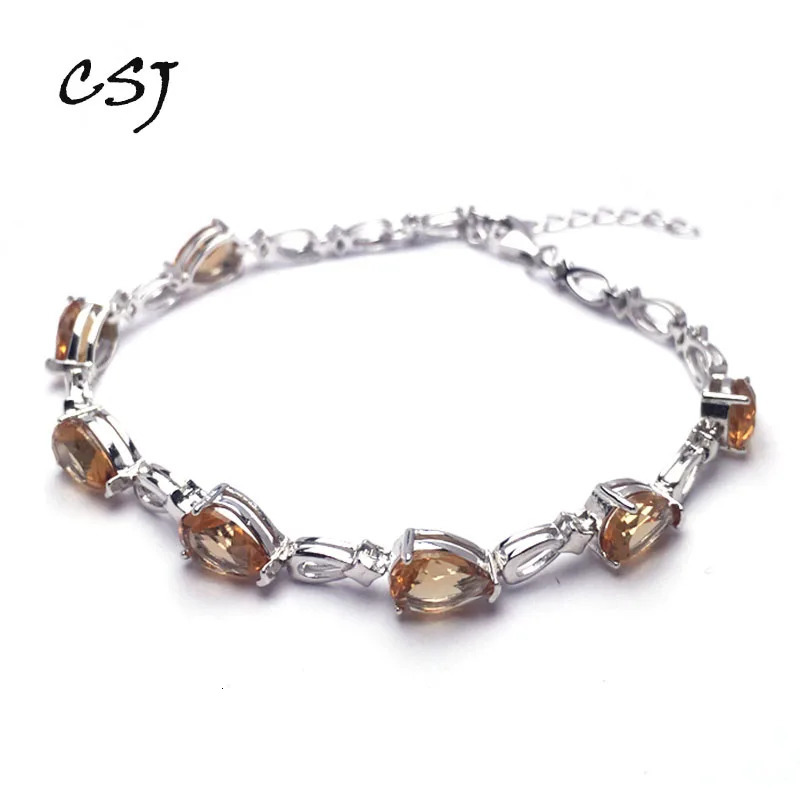 CSJ heart-shaped bracelet made of pure silver 925 pearls created as a Zulnite 6 * 8mm colorful opportunity exquisite jewelry womens wedding party gift