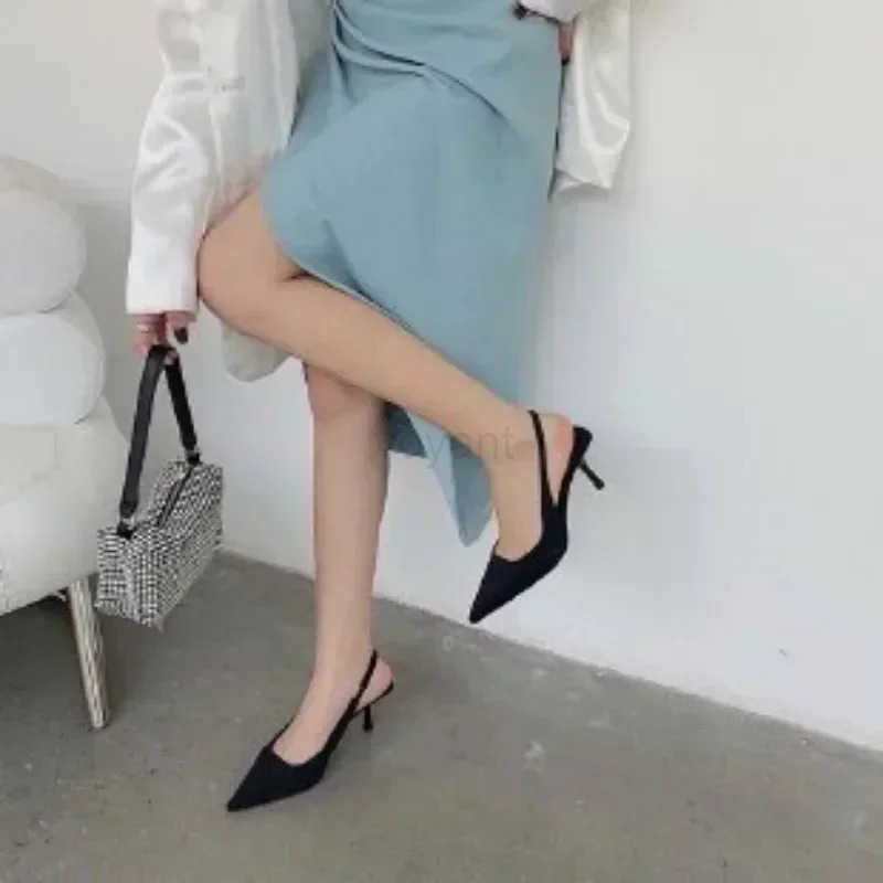 2025 High Quali New Slip-on Wens Solid Color Versatile Fashion Slingback Shoes Off Sexy Dress Pointed Toe Sandals Z250326