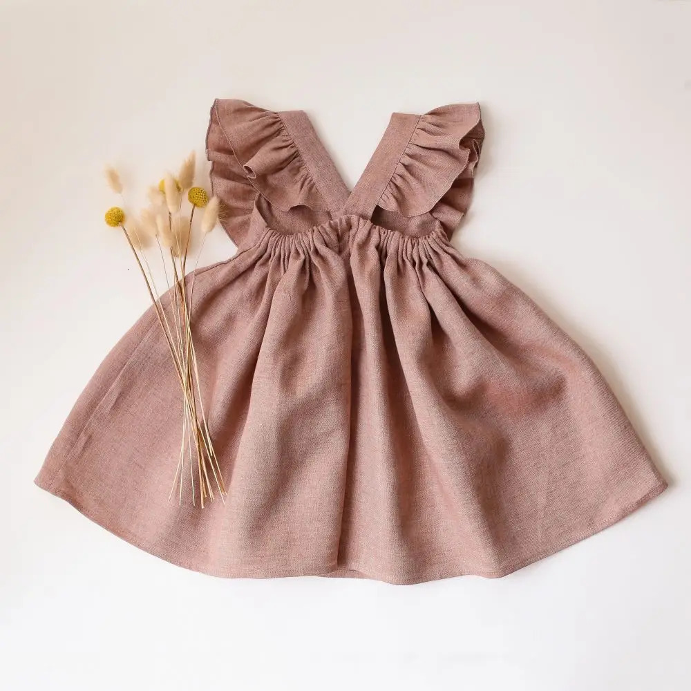 Fashion Toddler Girl Dresses Summer Linen Cotton Baby Girl Holiday Clothes Baby Girl Beach Dress 250326