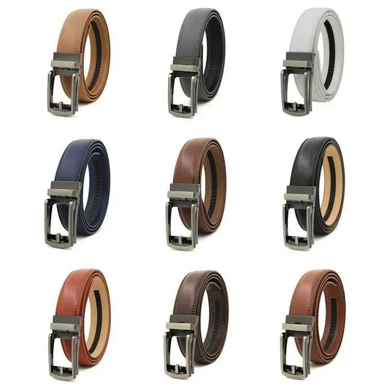 3.5cm genuine leather mens belt alloy automatic buckle double-layer denim business casual mens belt wholesale W250326