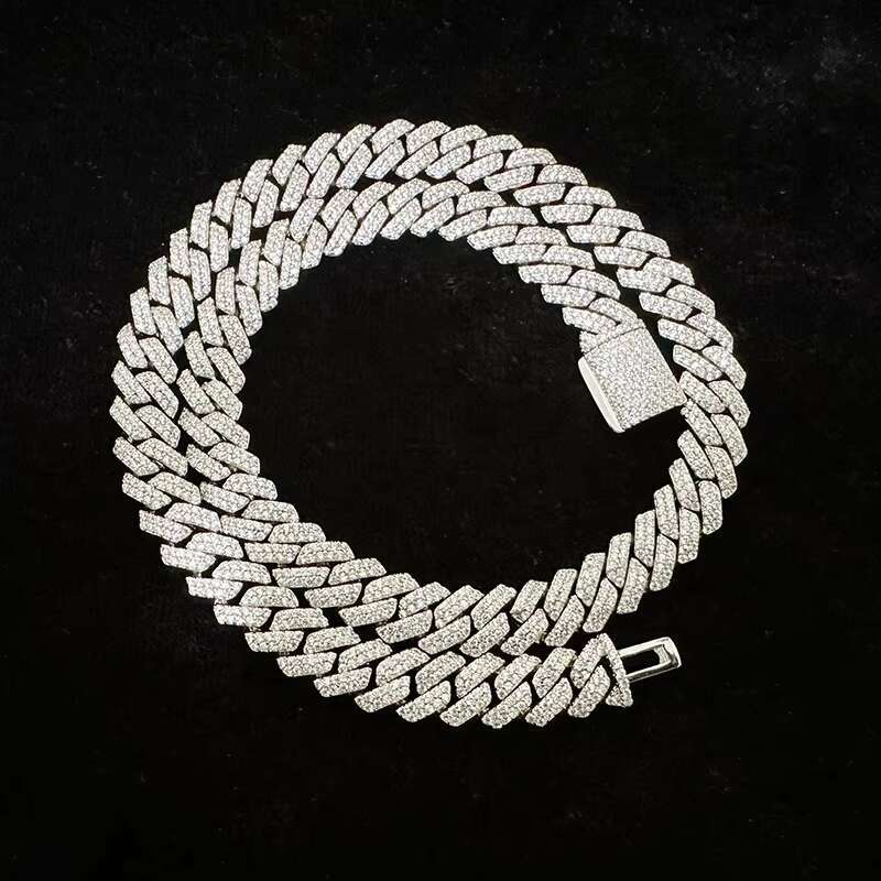 8mm Iced Out VVS Moissanite Cuban Link Chain Men and Women S925 Silver Hip Hop Jewelry Diamond Test Necklace