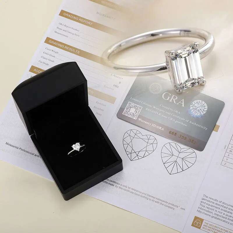 GRA Certificate Moissanite Rings For Women 925 Sterl Silver Jewelry Engagement