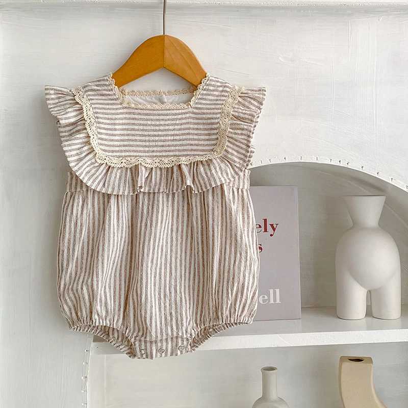 Sisters Clothes Kids Par dresses childrens baby girls jumpsuit sleeveless cotton striped summer baby girls princess dress Korean sled W250326