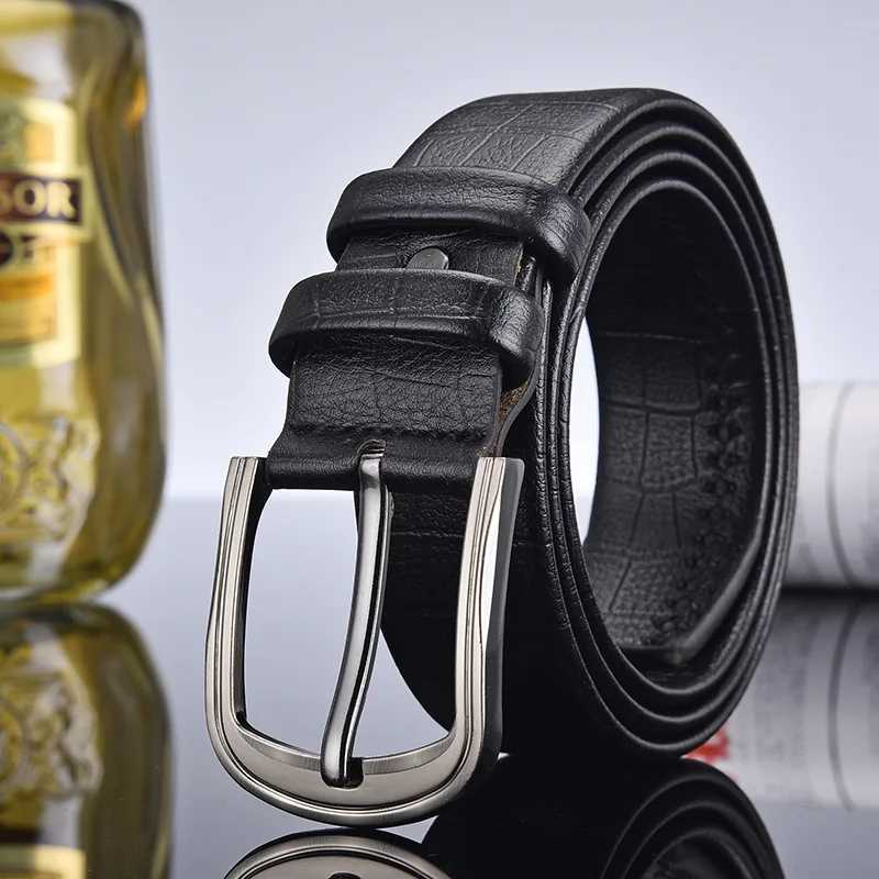 3.5cm fashionable mens belt alloy buckle fully matched with crocodile pattern decoration mens belt W250326