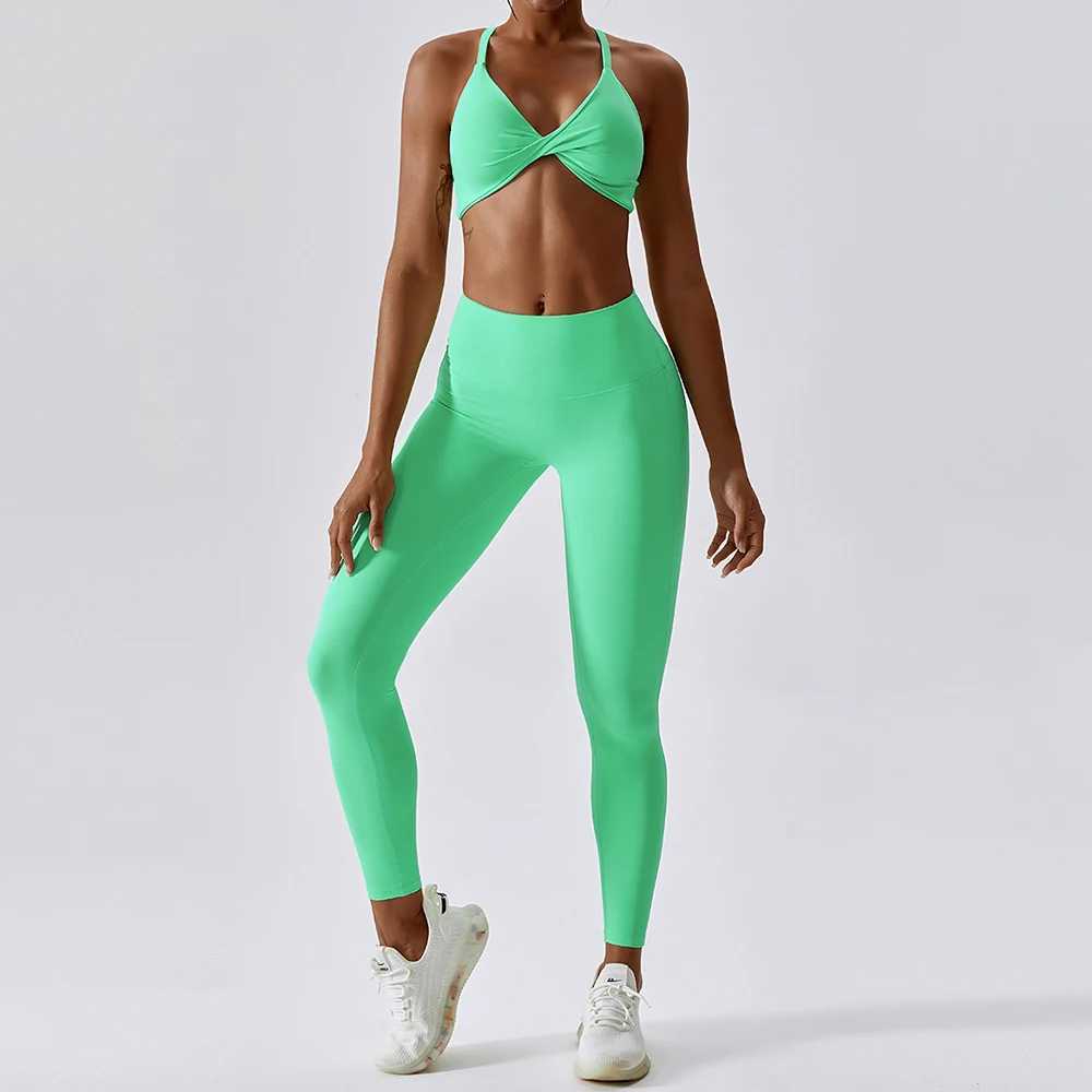 Yoga set womens track and field suit fitness exercise set womens gym exercise suit womens sportswear womens sportswear W250326