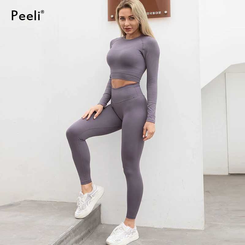2/3 piece set of womens gym clothing seamless yoga set sports bra top high waisted leg fitness sweatshirt sportswear W250326