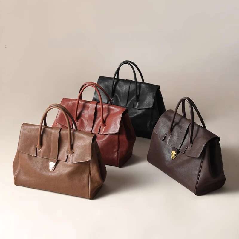 Designer Portable Briefcase For Women, High-End Retro Large-Capacity Commuter Handbag 2023