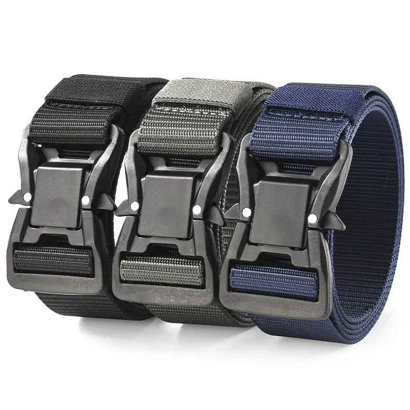 Plus Large Size 125 140 160 180cm Mens Belt Canvas Multi functional Tactical Quick Release Magnetic Alloy Buckle W250326