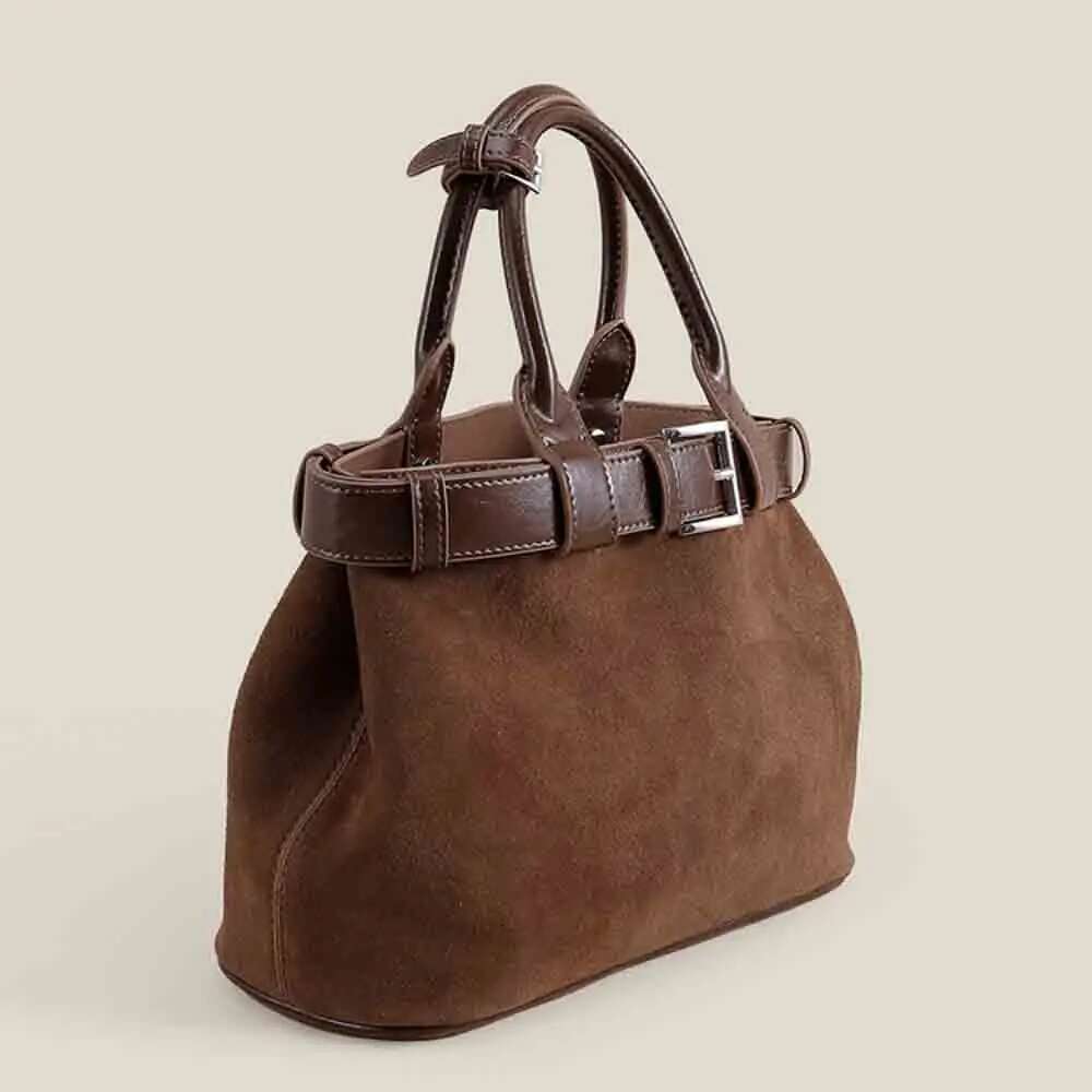 New Collection Designer Matte Cow Leather Tote High-End Cowskin Women Handbag Camel Coffee Color Female Shoulder Bag