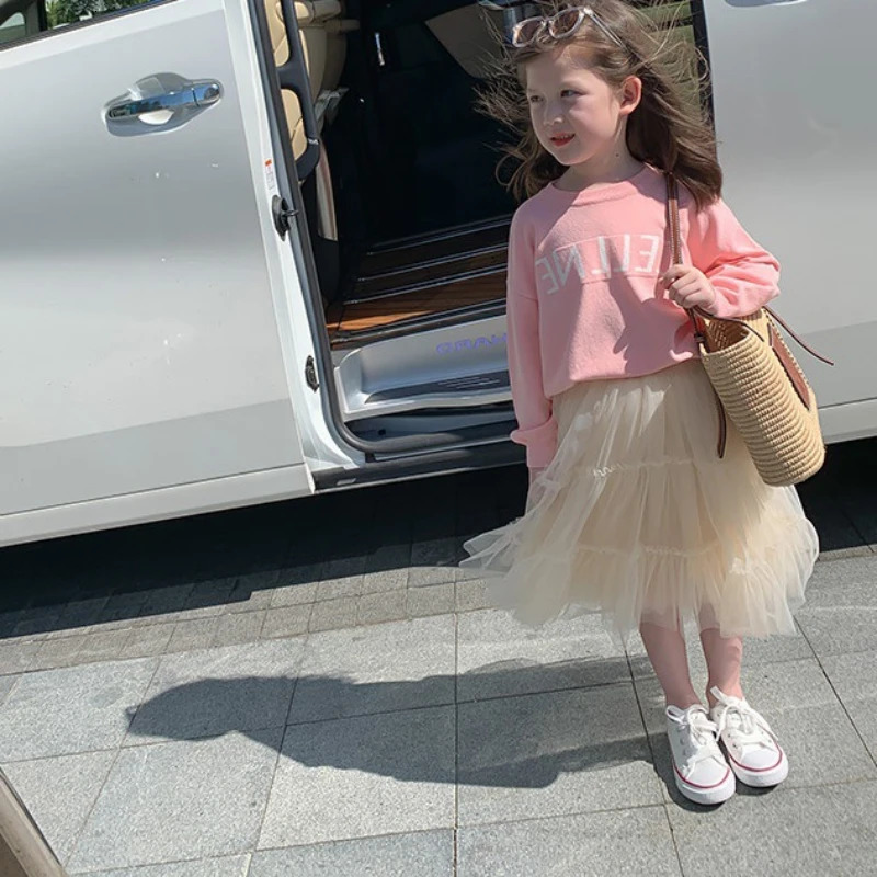 Summer Girls Skirts Elastic Waist Cake Dress Fashion Casual Breathable Western-style Soft Voile Tutu Skirts Korean Style 250326
