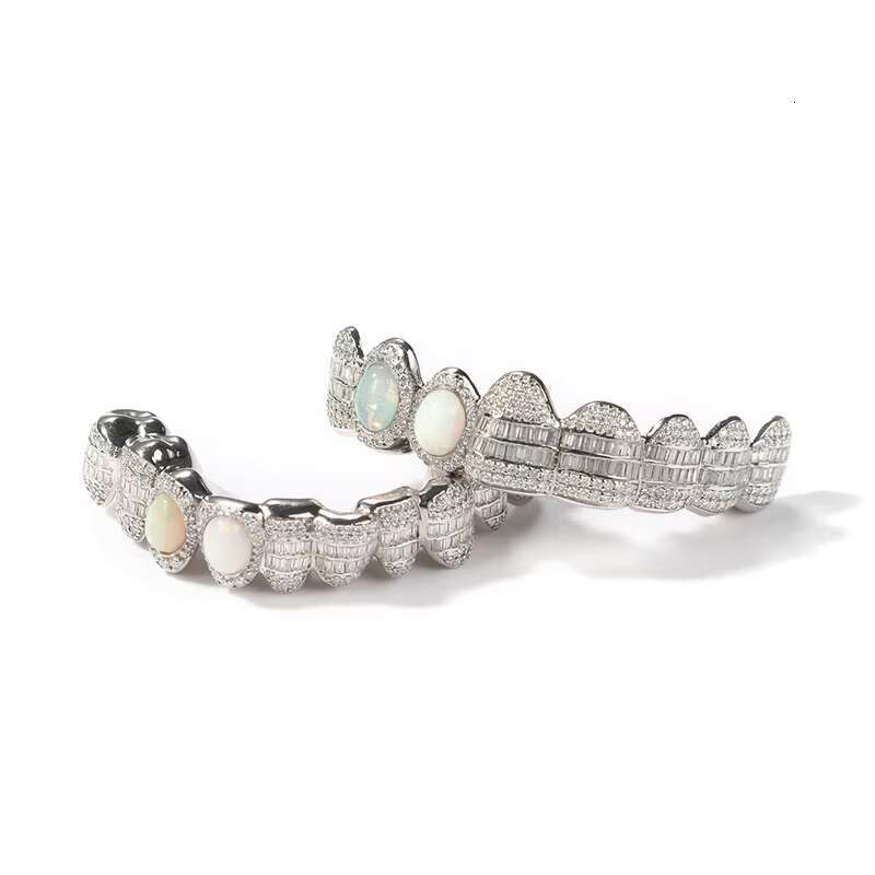 Blues RTS Custom Top 8 Bottom 8 VVS D Color Moissanite Pass Diamond Tester 925 Teeth Grillz for Fine Jewelry