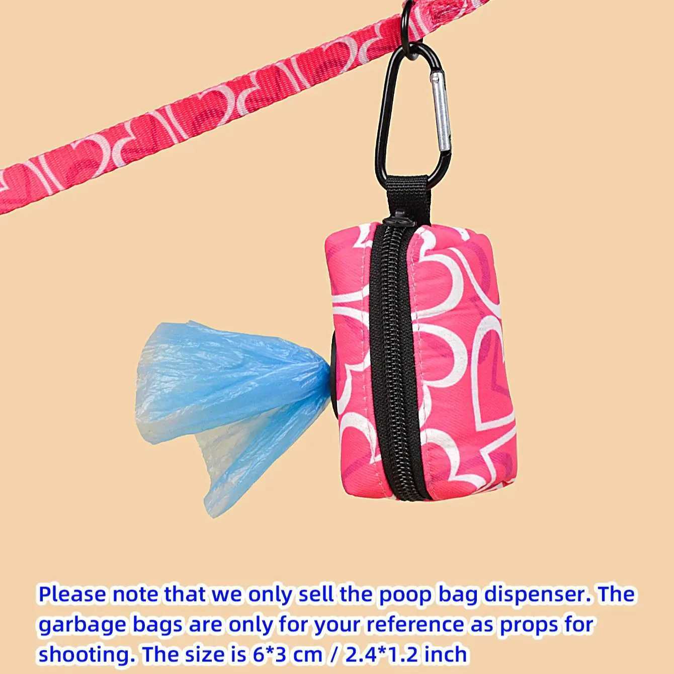 3 pieces/set Love Heart Print high-quality adjustable rose red colored pet dog harness and belt poop bag holder set X250326
