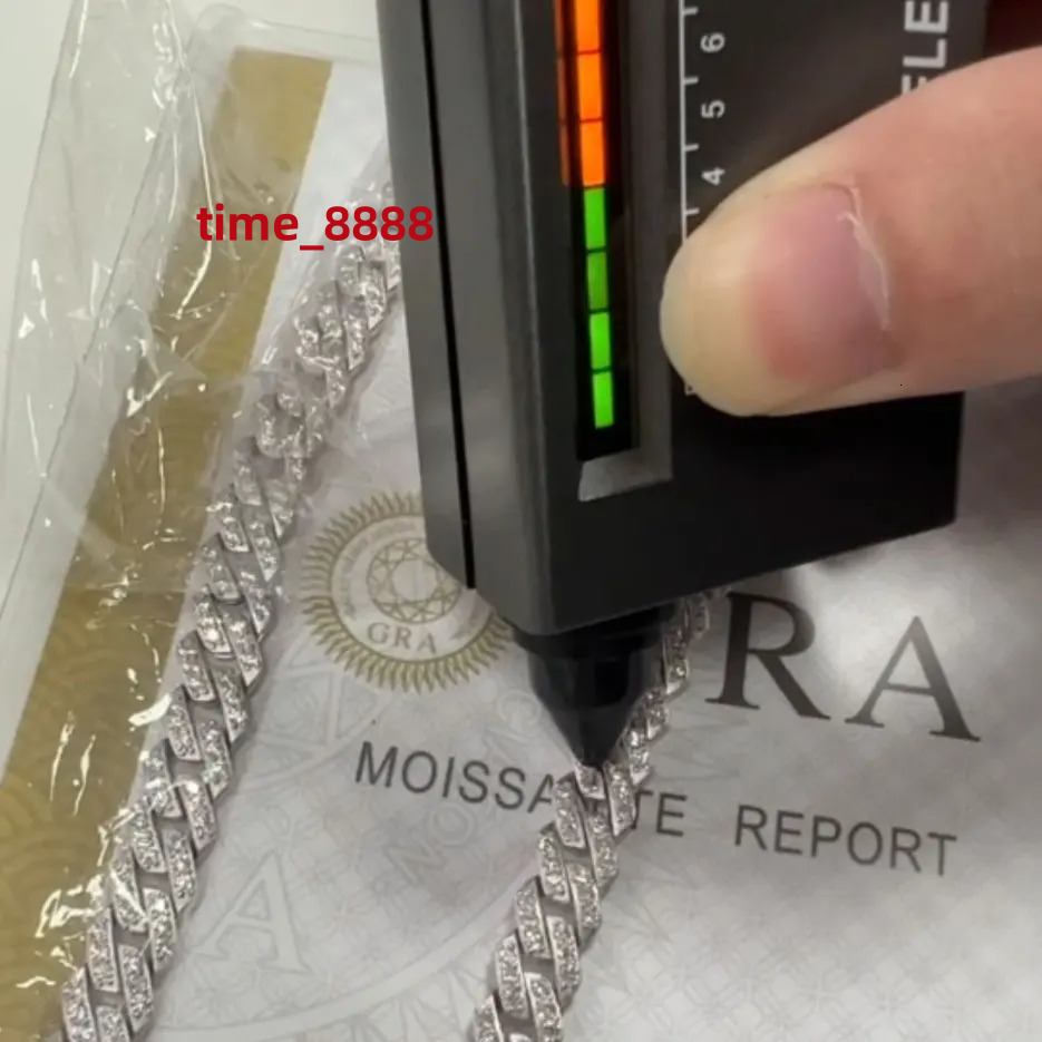 VVS All Moissanite Cuban Hip Hop Chain Necklace For Men 8mm Full Diamond 925 Sterling Silver Teen Girls Iced Out Chain