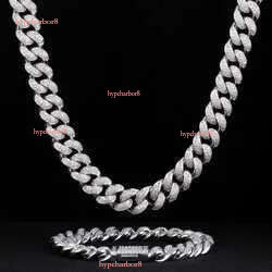 Krkc Custom Hip Hop Jewelry Vvs1 Moissanite Iced Out Cuban k Chain Sier 12mm 10mm Dia