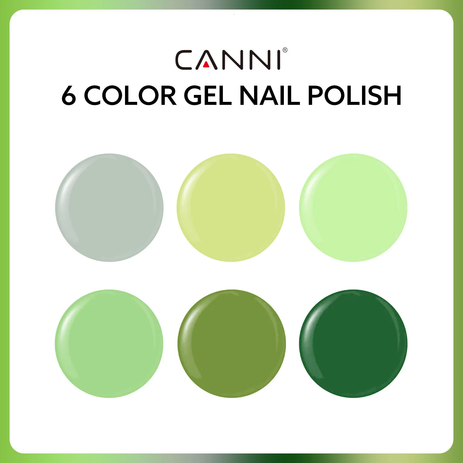 CANNI 6pcs/Lot 9ml oil-free green nail gel UV LED color durable forest fern fusion kit nail gel set-2314 250321