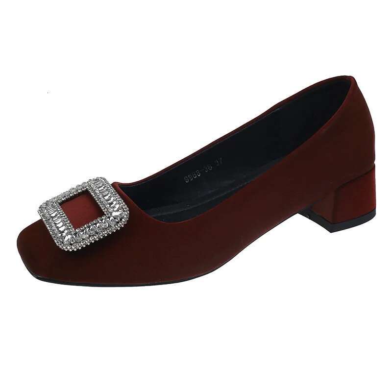 Women's 2025 High Heels Party Women Fashion Square Toe Retro Chunky Shoes Woman Trend Autumn Pumps Mujer