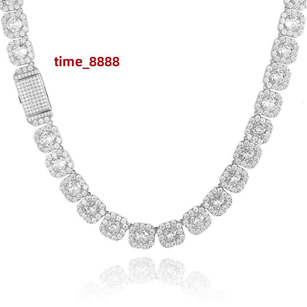 Customized Hip-hop 925 Silver Rock Candy Necklace Trendy Brand Personalized Micro Inlaid Mosang Diamond Mens Necklace