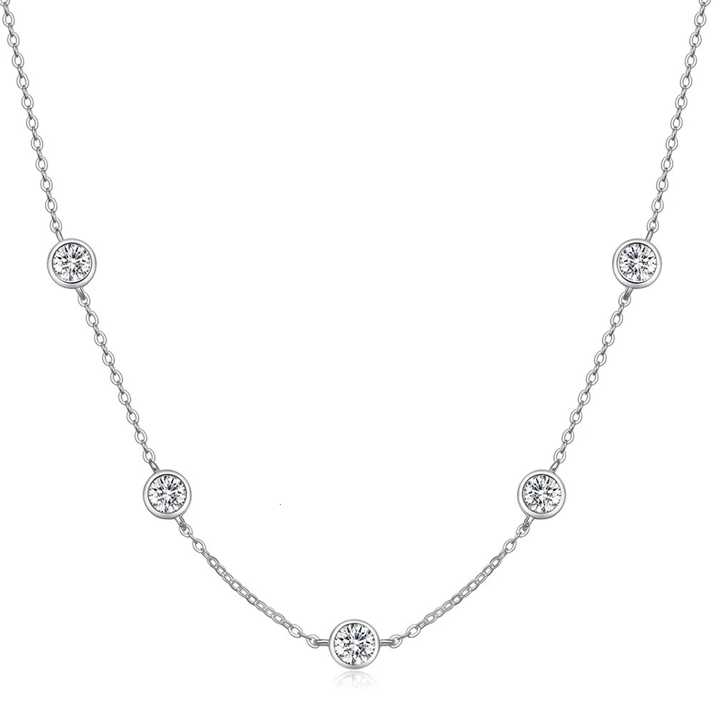 5mm 5 Stones Bubble Necklace Certified Original 18k Gold Plated 925 Silver Diamond Choker Chain for Women Jewelry GRA 250317