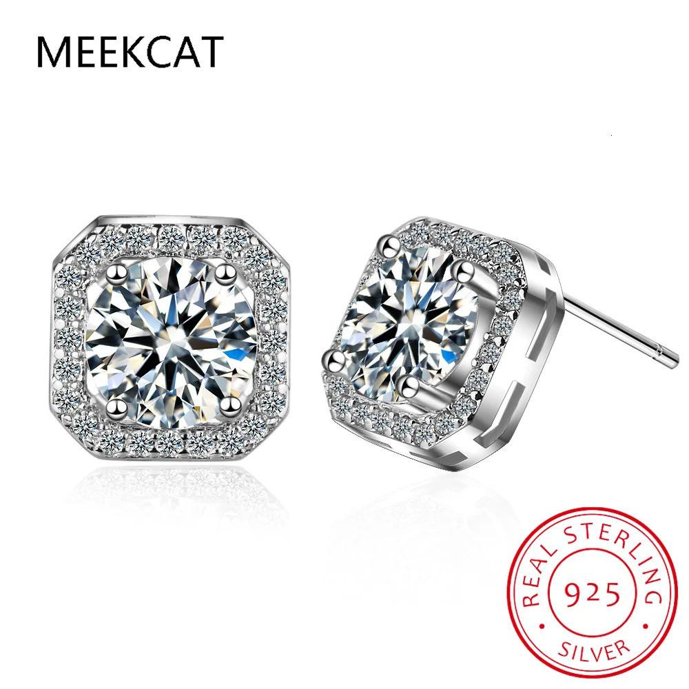 1CT 2CT Diamond Ear Studs Earring Pass Diamond Test Stud Earrings For Women Sterling Silver Jewelry 250318