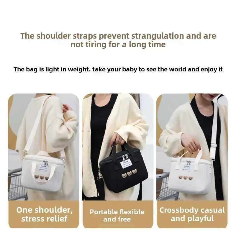 Large Capacity Multifunctional Waterproof One-shoulder Mommy Bag Cartoon Bear Portable Fashion Mommy Bag Outdoor Travel BagC250326