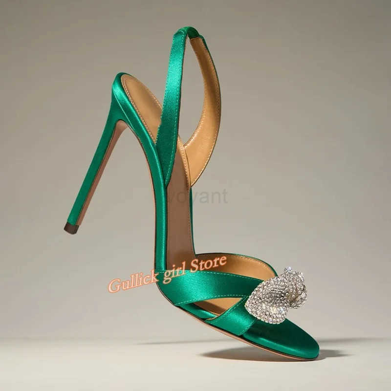 Slingback Crystal High Heel Sandals Open Toe Sling On Stiletto High Heel Fashion 2024 Summer Fashion Dress Shoes Thin Heel Z250326
