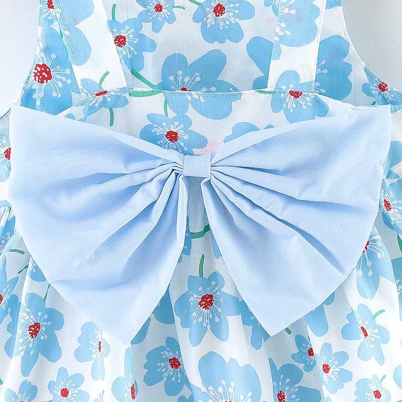 Summer New Floral Beach By Baby Girl Dress Sweet Bow Childrens Clothing With Free Hat(9 Months - 3 Years Old) W250326