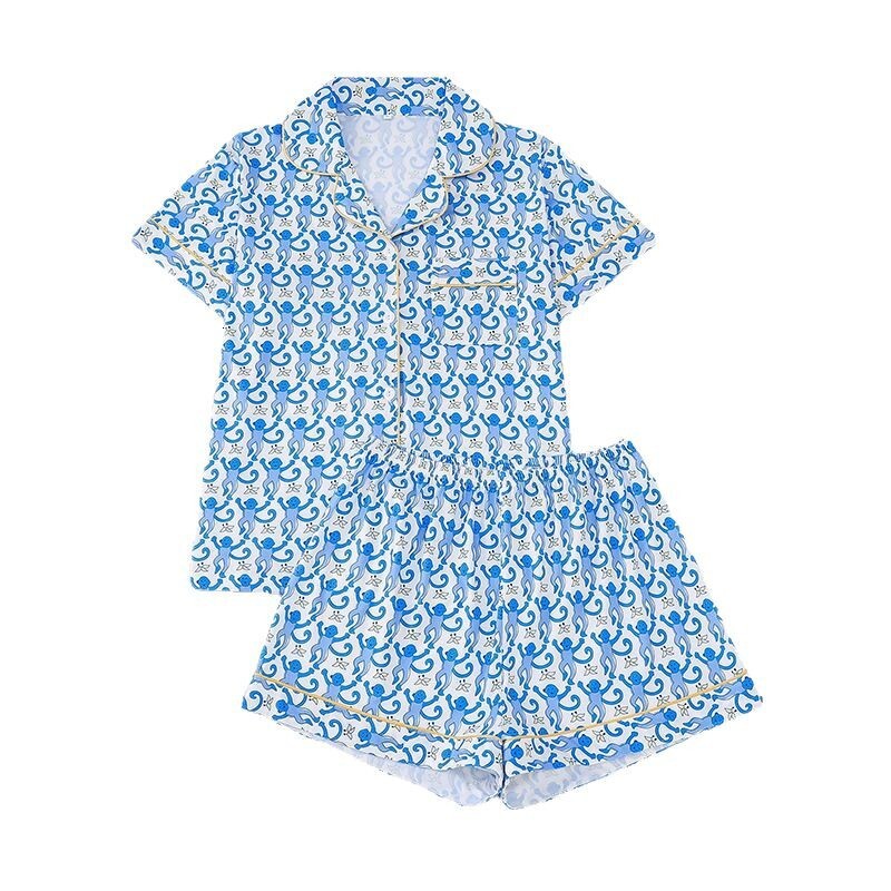 Short sleeved shorts pajama set for summer women, breathable comfortable home wear, hot selling and fashionable