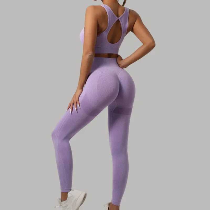 STOUREG Hollow Beauty Back 2PCS Yoga Set Womens Sports Bra+Hip Lifting Exercise Mat Exercise Set Seamless Fitness Gym Set W250326