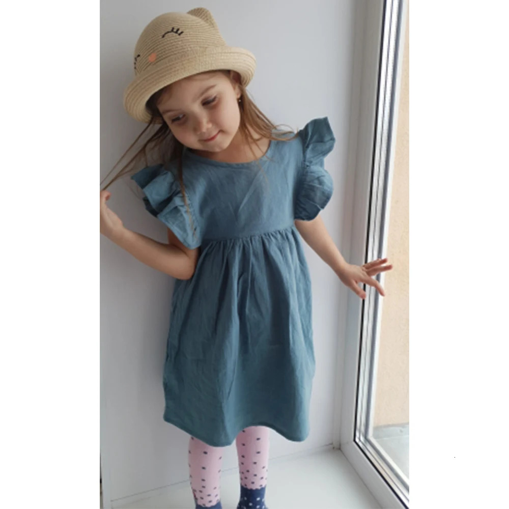 2025 Summer Kids Girls Dress Cotton Linen Sleeveless Outwear Lovely Infant Costume Clothes For Toddler Baby Girls Party Dresses 250326