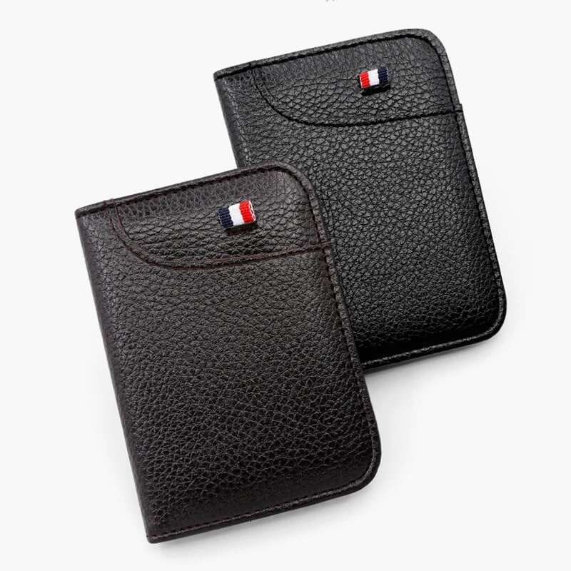 Portable Ultra-thin Soft PU Leather Mini Credit Wallet Holder For Men's Designer Wallet Slim