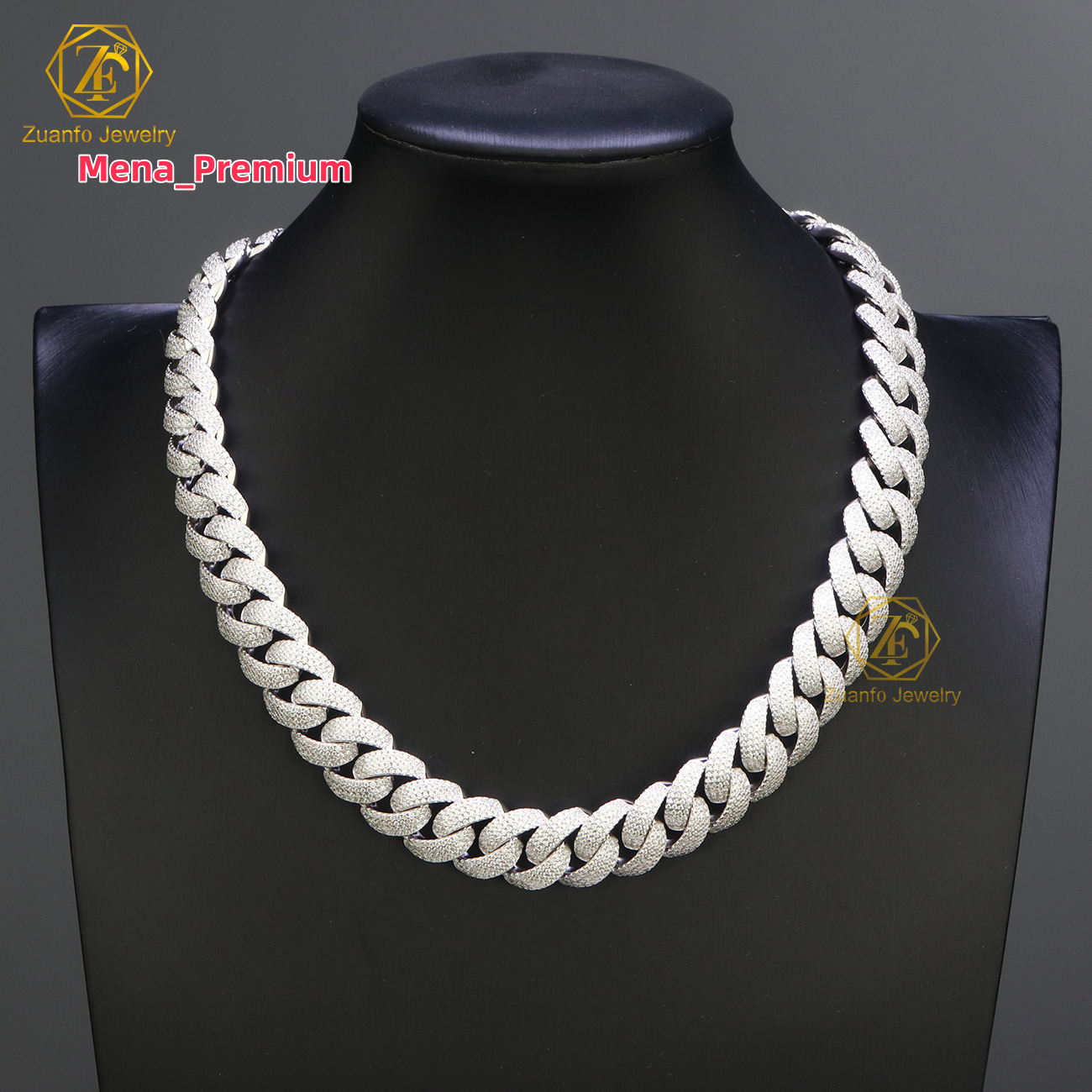 Custom Hign-end Big Size 925 Silver Moissanite Miami Cuban Chain Mens Jewelry Engrave Hiphop Cuban Link