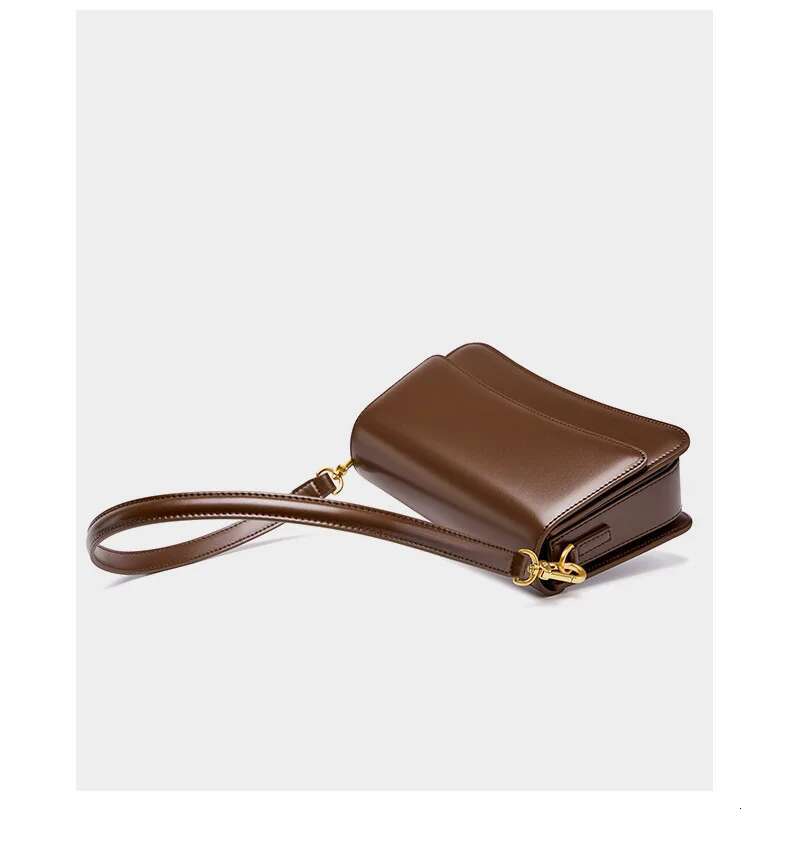New 2024 Spring French Style Small Box Shape Flap Messenger Glossy Split Leather Women Crossbody Shoulder Bag Daily Purse