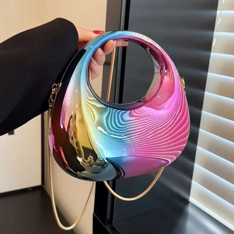 2025 Designer Evening Clutch Clear Acrylic Women Handbags Fashion Shoulder Bag Half Moon Wedding Purses Party Tote Ladies