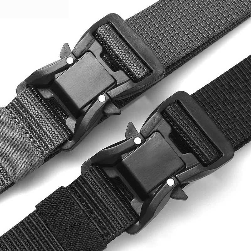 Plus Large Size 125 140 160 180cm Mens Belt Canvas Multi functional Tactical Quick Release Magnetic Alloy Buckle W250326