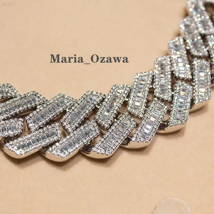 Hip Hop Men Jewelry 925 Sterling Silver Ice Out 20mm Cuban Link 4rows Emerald Moissanite Cuban Chain Link Bracelet