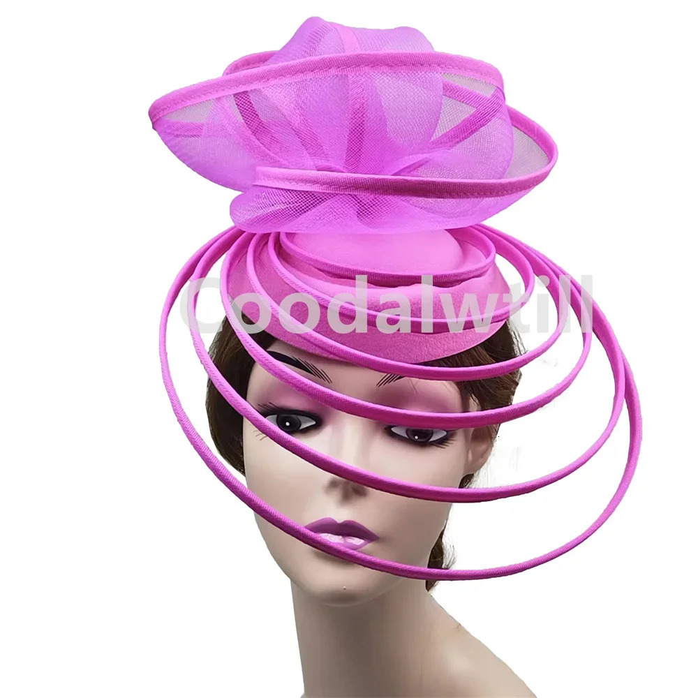 Big Fascinator Hat Royal Ascot Pillbox Caps Wedding Mesh Headpiece Women Party Banquet Chapeau Cap Headband Ladies Wedding250318