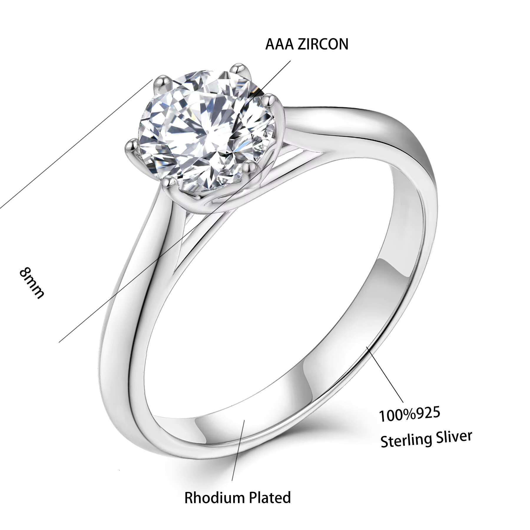 Diamond Ring High Quality Jewelry Ring VVS Moissanite 925 Silver Sterling Silver ROHS Factory Custom Luxury Womens CLASSIC