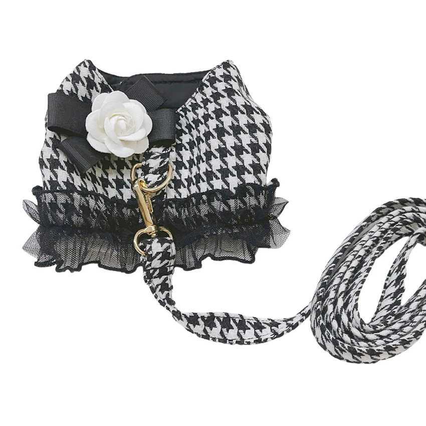 Designer dog harness and belt set suitable for small and medium-sized dogs and cats walking lace vest harness for small dogs York Chihuahua pet access