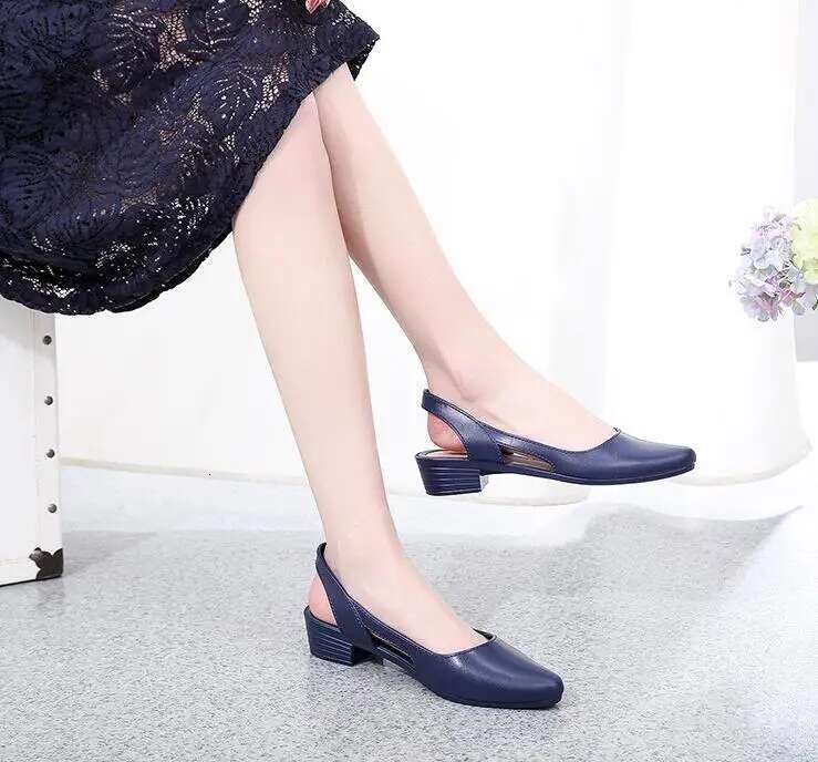 Women 2025 New Sandals Jelly Black Blue Square Heels Pumps Ladies Fashion Summer Party Shoes