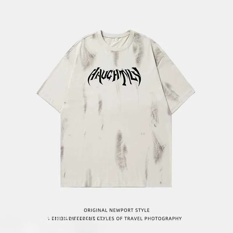 Men T Shirts Color Wiping Letter Printed Short Sleeved For Man And Women In Summer New Distressed Design Pure Cotton Loose Casual T-Shirt Q Tees Tops