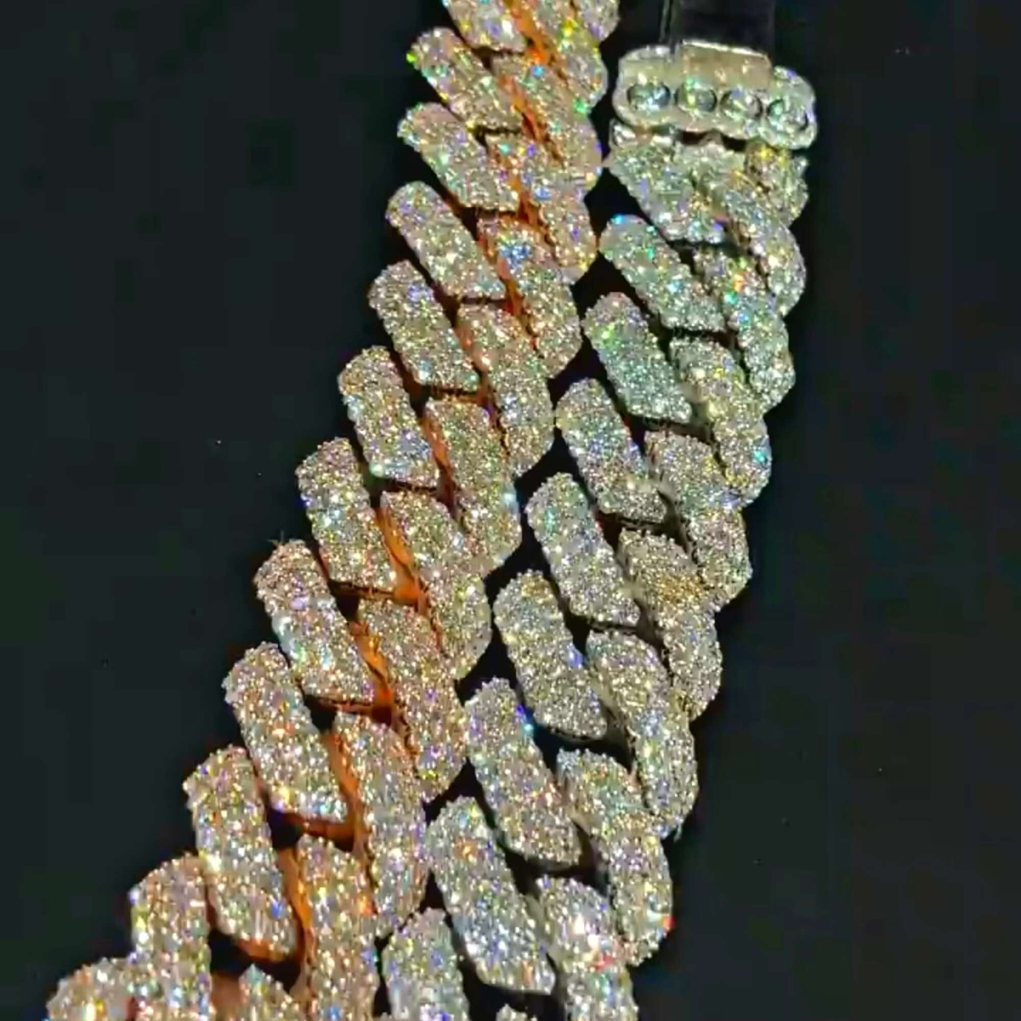 Best Quality Customized 16 mm Cuban Link Moissanite Diamond Chain 925 Sterling Silver White Rose Gold Diamond Chain