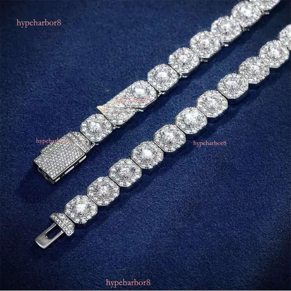 Fire Jewelry 6mm 10mm Sterg Sier d Color Vvs Moissanite Dia Cluster Tennis Chain Necklace for Men Women